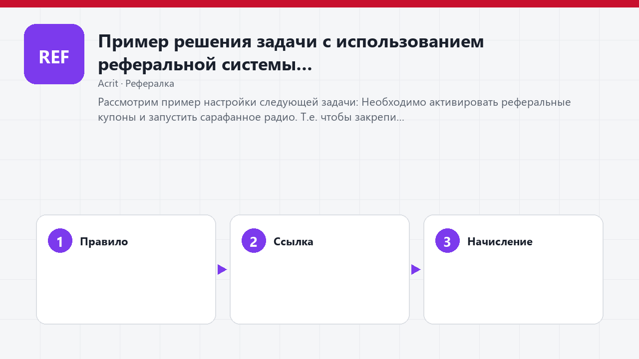 Пример решения задачи с использованием реферальной системы