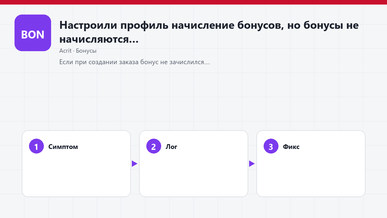 Настроили профиль начисление бонусов, но бонусы не начисляются.