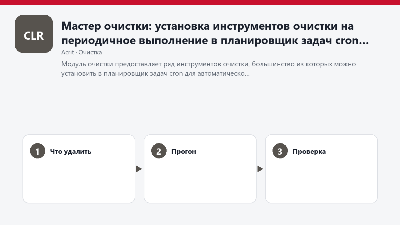 Мастер очистки: установка инструментов очистки на периодичное выполнение в планировщик задач cron
