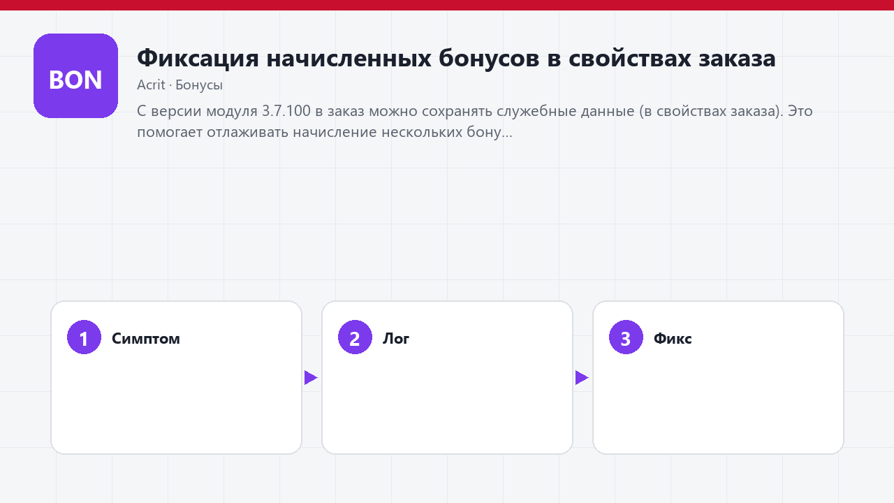 Фиксация начисленных бонусов в свойствах заказа