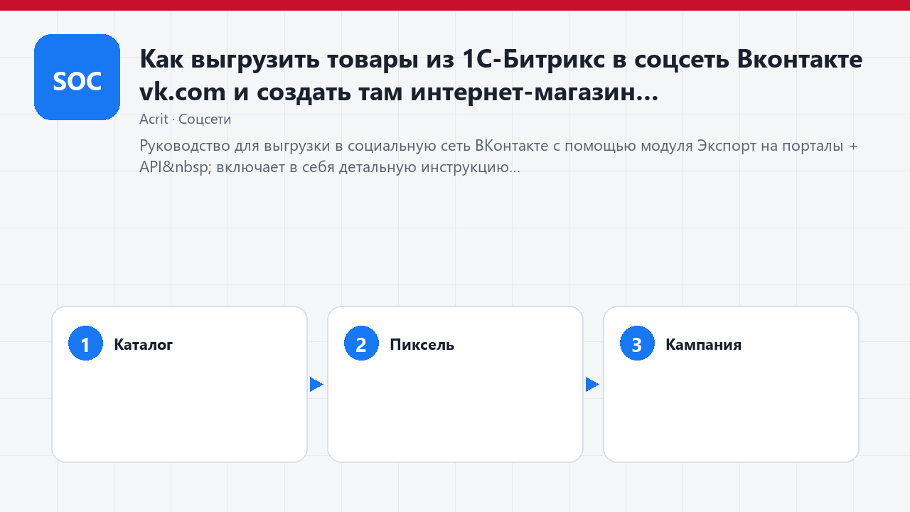 Как выгрузить товары из 1С-Битрикс в соцсеть Вконтакте vk.com и создать там интернет-магазин
