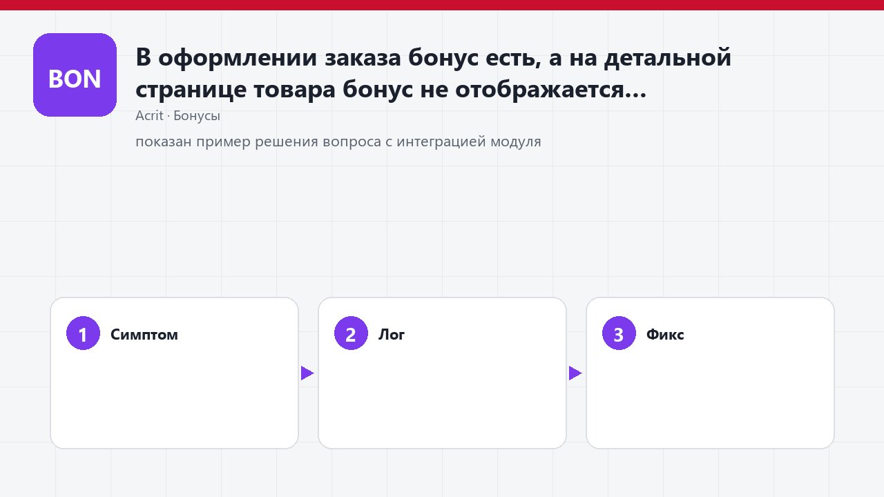 В оформлении заказа бонус есть, а на детальной странице товара бонус не отображается
