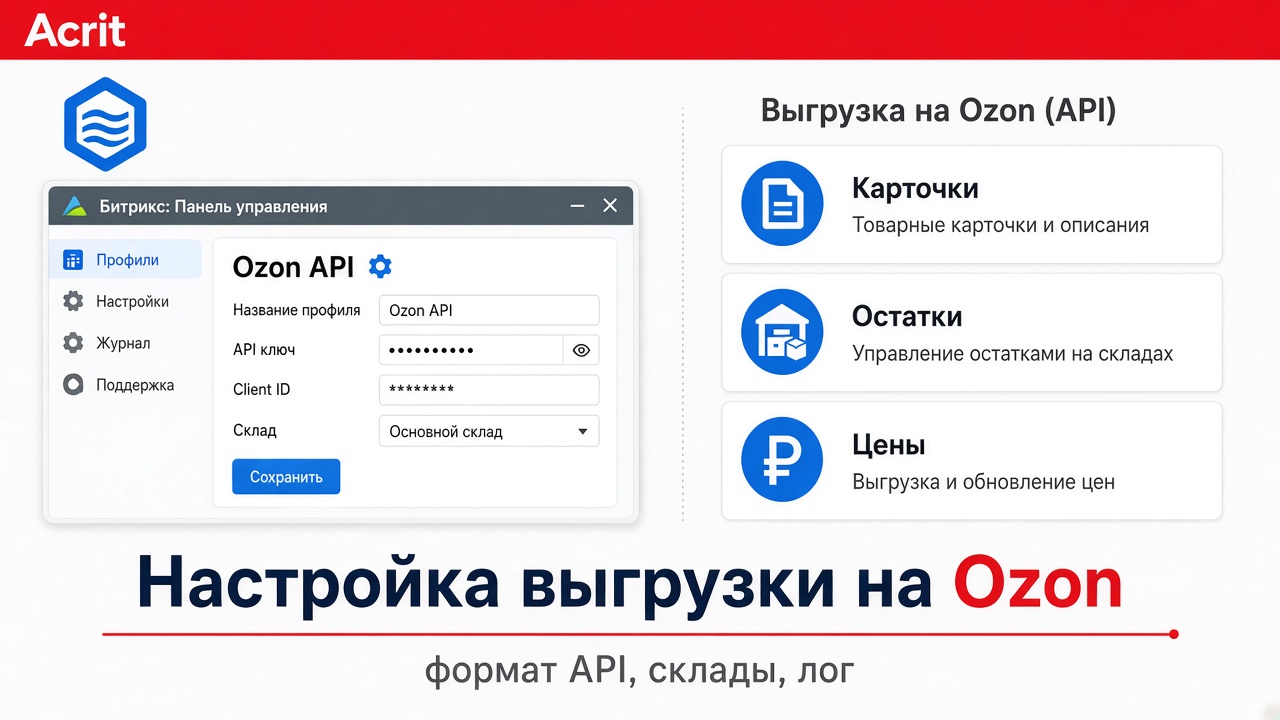 Настройка профиля выгрузки товаров на площадку Ozon.Ru Настройка профиля выгрузки товаров на площадку Ozon.Ru